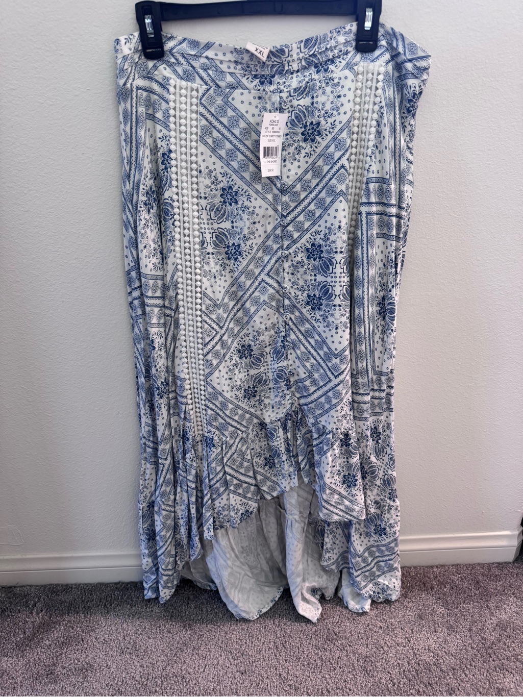 American Rag Blue And White Patterned Maxi Skirt